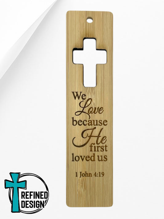 "He Loved Us First" Cross Cut Out Bookmark