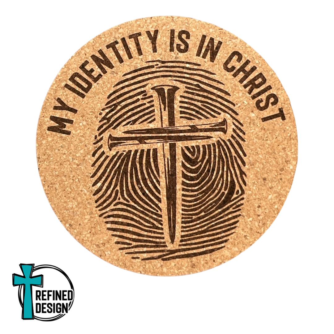 "My Identity Is In Christ" Cork Coaster