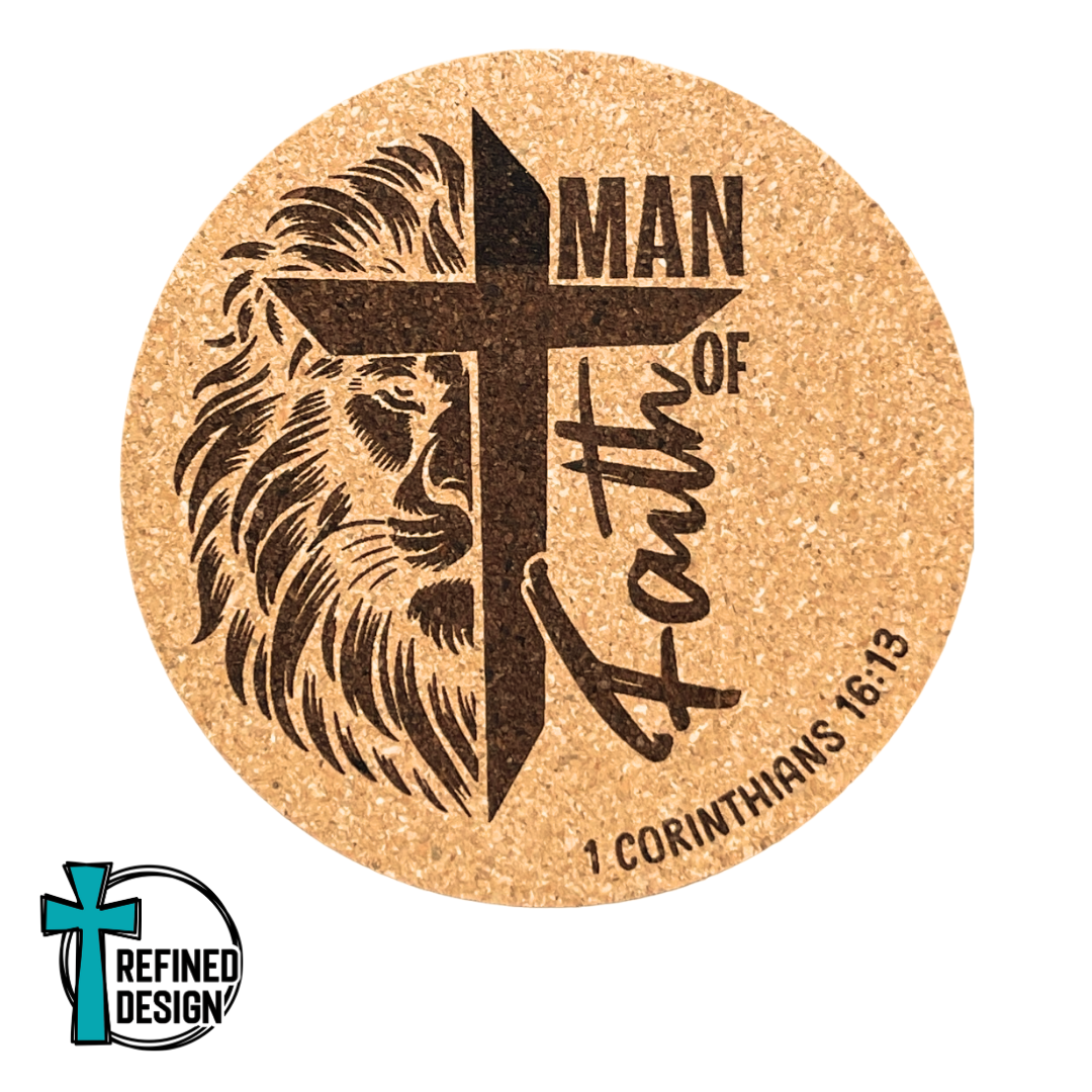 "Man of Faith" Cork Coaster