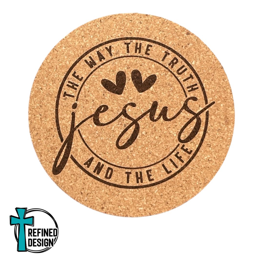 "Jesus Is The Way" Cork Coaster