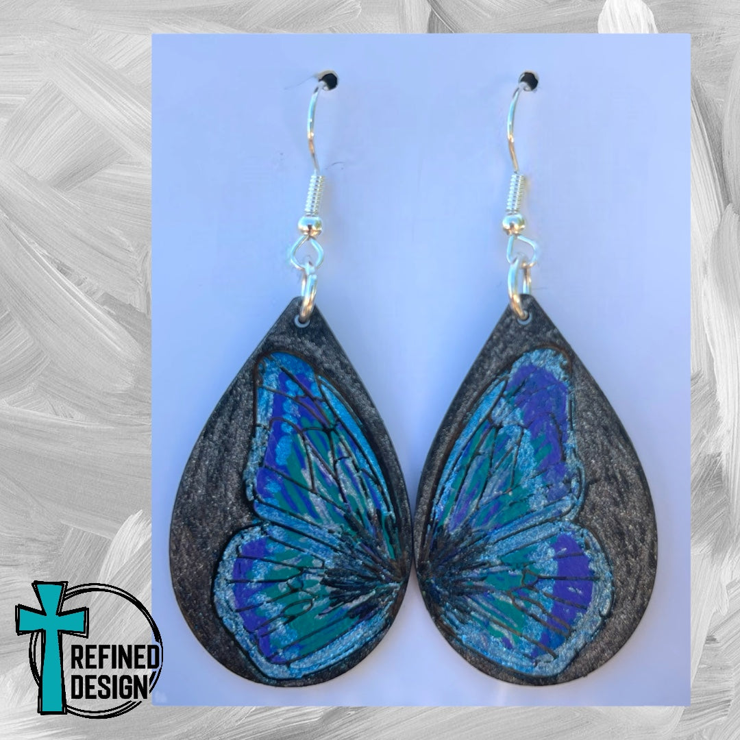 Black & Blues Butterfly Earrings