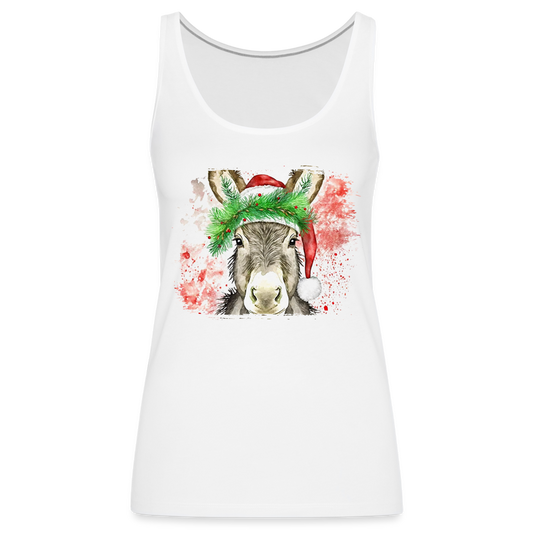 "Christmas Donkey Face" Women’s Premium Tank Top - white