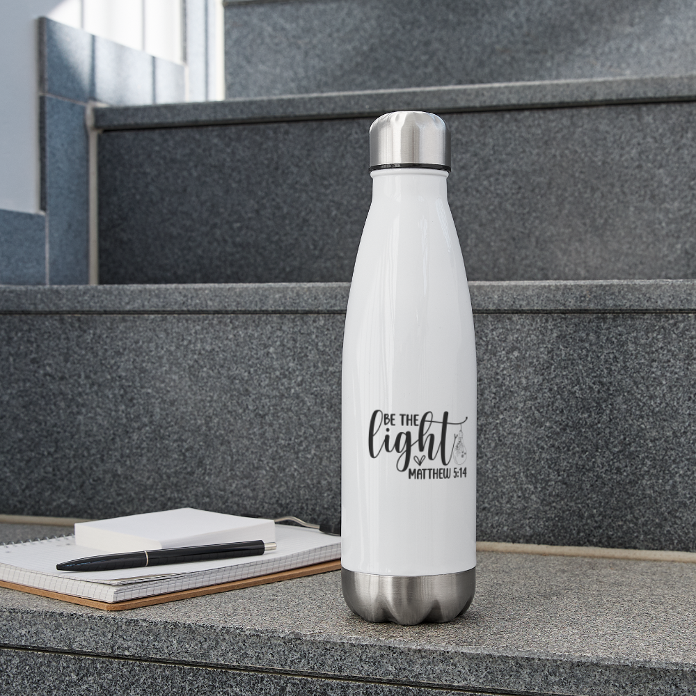 "Be The Light" Insulated Stainless Steel Water Bottle - white