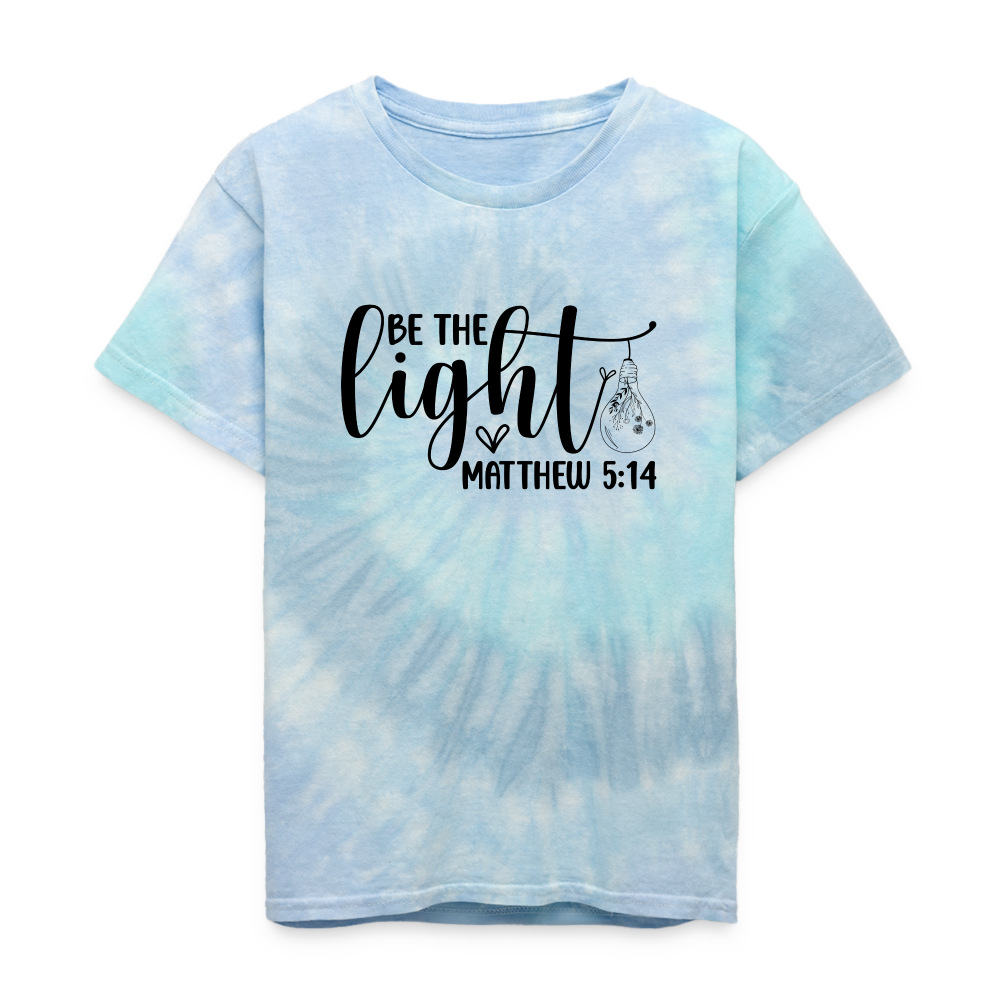 "Be the Light" Kid's Tie Dye T-Shirt - blue lagoon