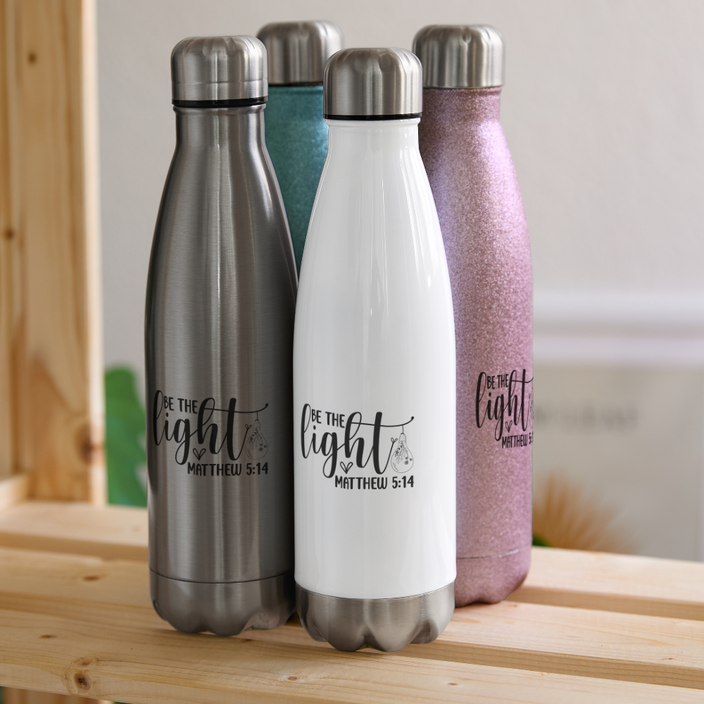 "Be The Light" Insulated Stainless Steel Water Bottle - white