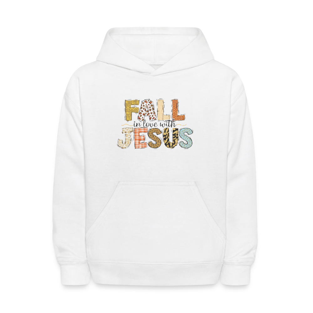 "Fall in Love with Jesus" Kids' Hoodie - white