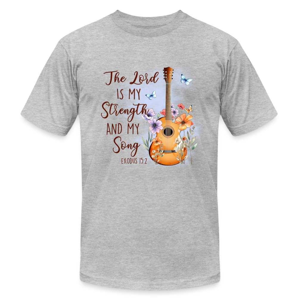 "My Strength and Song" Unisex Jersey T-Shirt by Bella + Canvas - heather gray