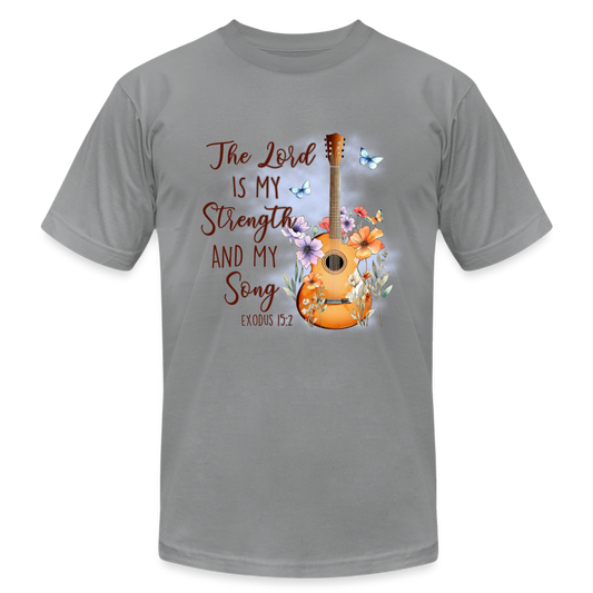 "My Strength and Song" Unisex Jersey T-Shirt by Bella + Canvas - slate