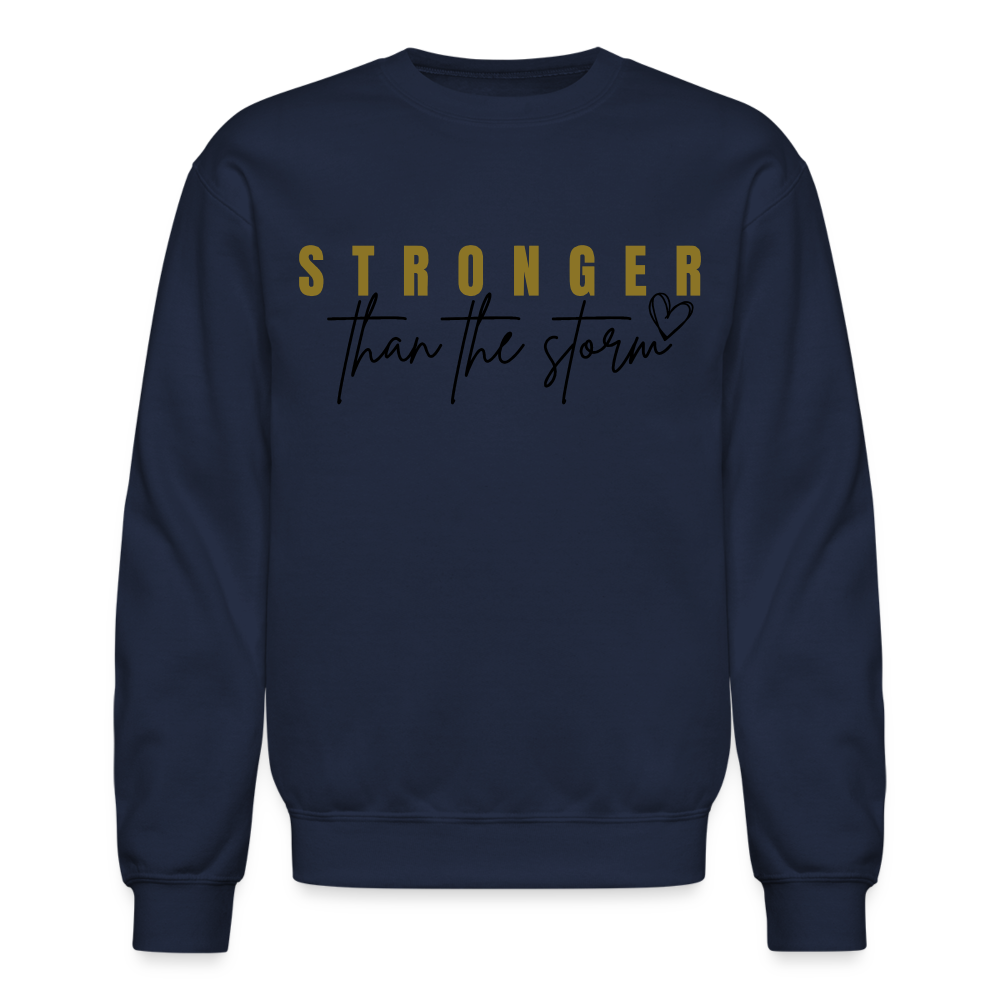 "Gold Stronger Than the Storm" Crewneck Sweatshirt - navy