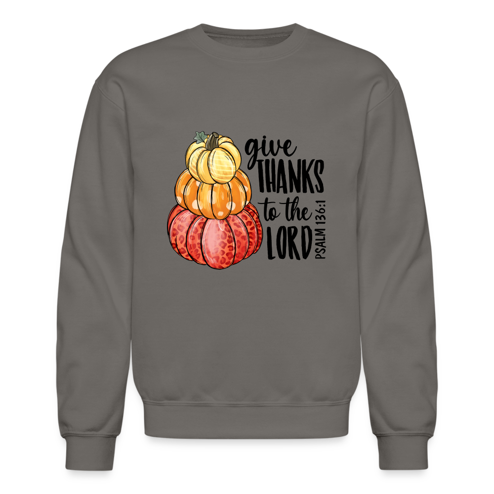 "Give Thanks to the Lord Pumpkins" Crewneck Sweatshirt - asphalt gray