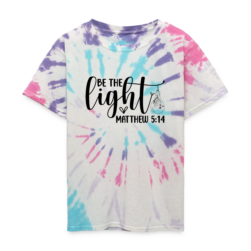 "Be the Light" Kid's Tie Dye T-Shirt - Pastel Spiral