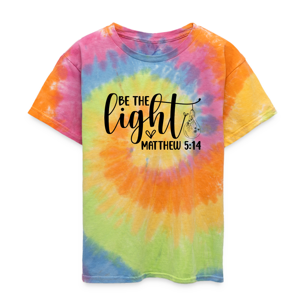 "Be the Light" Kid's Tie Dye T-Shirt - rainbow