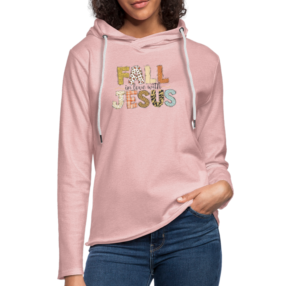 "Fall in Love with Jesus" Unisex Lightweight Terry Hoodie - cream heather pink