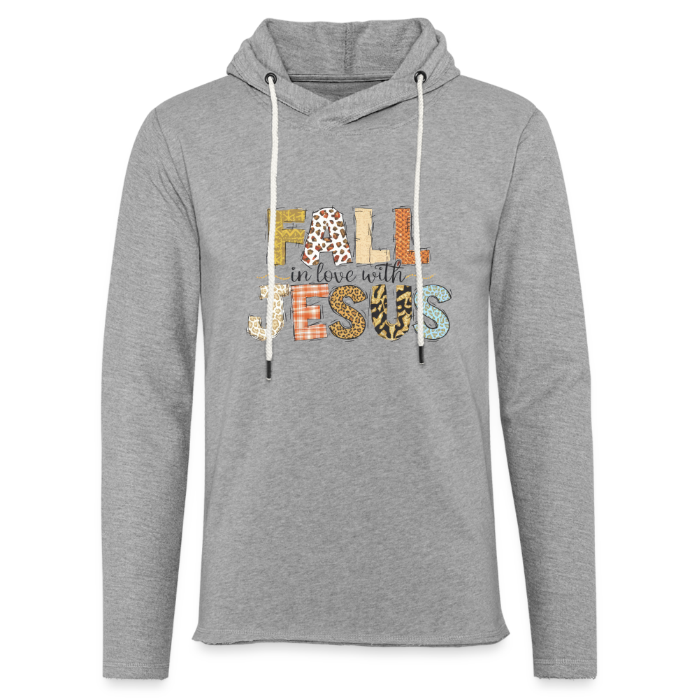 "Fall in Love with Jesus" Unisex Lightweight Terry Hoodie - heather gray