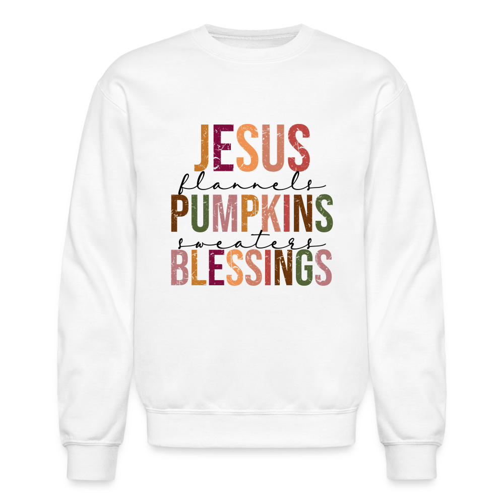 "Jesus Pumpkins Blessings" Crewneck Sweatshirt - white