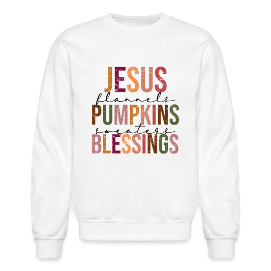 "Jesus Pumpkins Blessings" Crewneck Sweatshirt - white