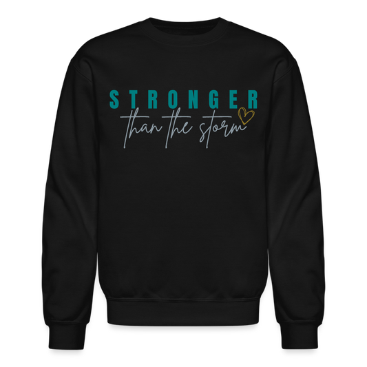 "Turquoise Stronger Than the Storm" Crewneck Sweatshirt - black