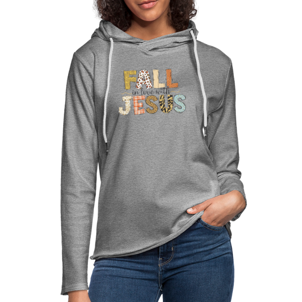 "Fall in Love with Jesus" Unisex Lightweight Terry Hoodie - heather gray