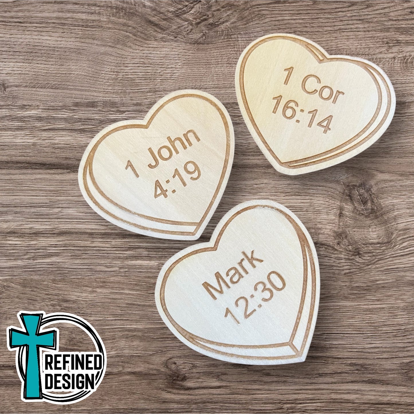 Wooden Scripture Conversation Heart Magnets