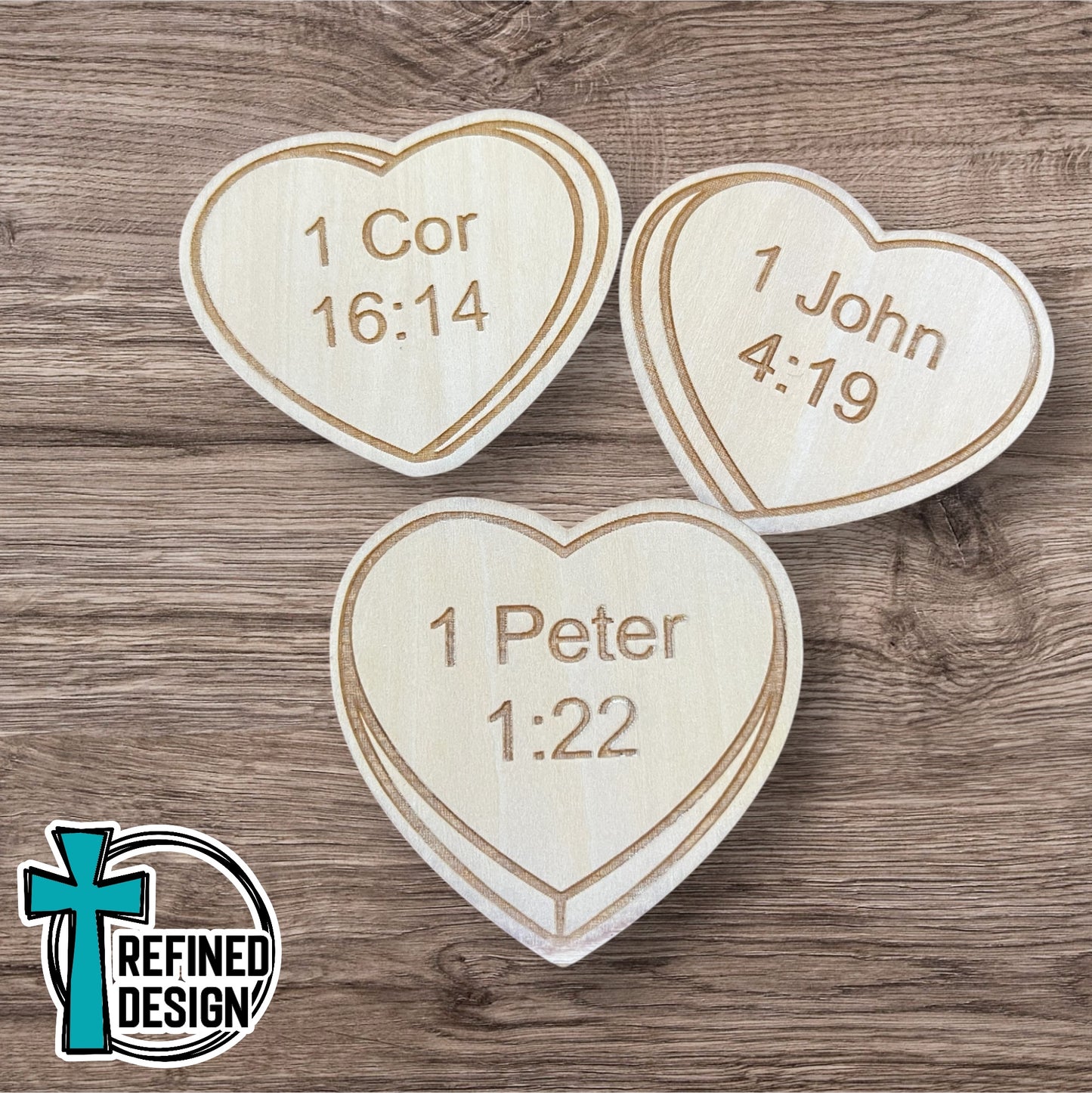 Wooden Scripture Conversation Heart Magnets