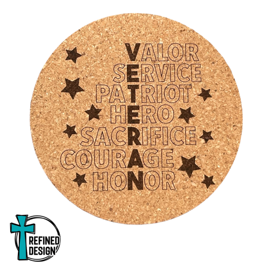 "VETERAN" Cork Coaster