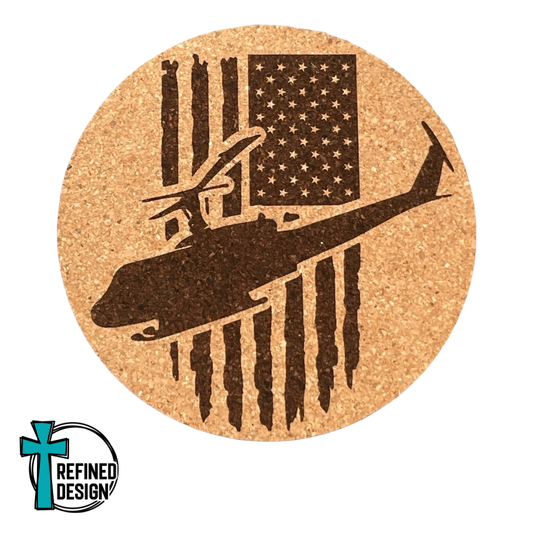 "Huey Distressed Flag" Cork Coaster