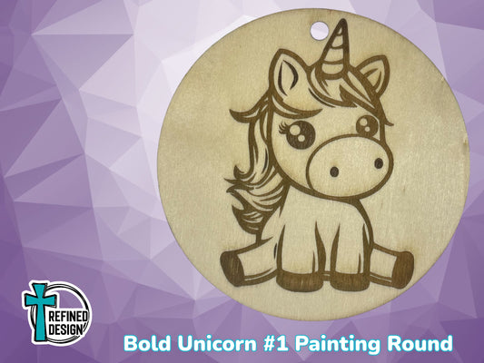 Bold Unicorn #1 Painting Round