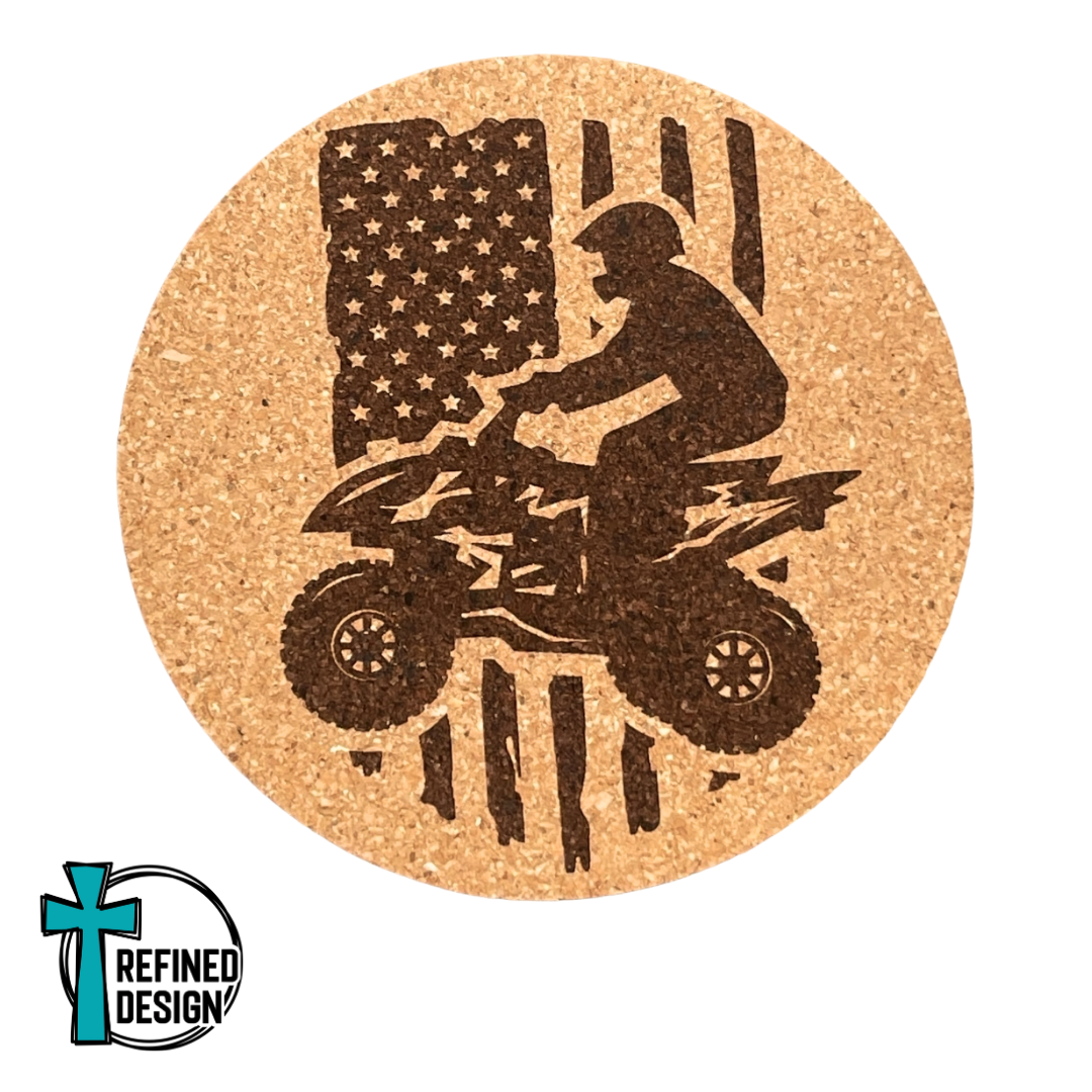 "ATV Distressed Flag" Cork Coaster