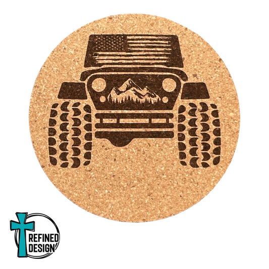 "American Mountain Jeep" Cork Coaster