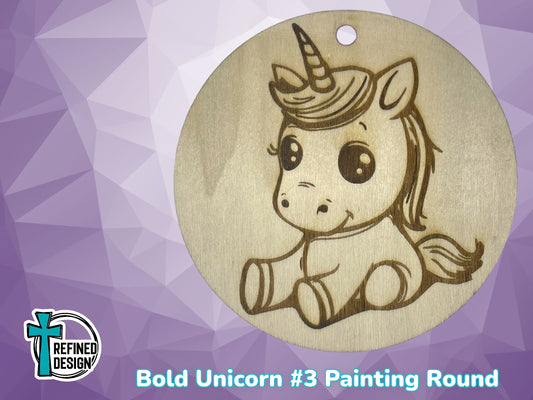 Bold Unicorn #3 Painting Round