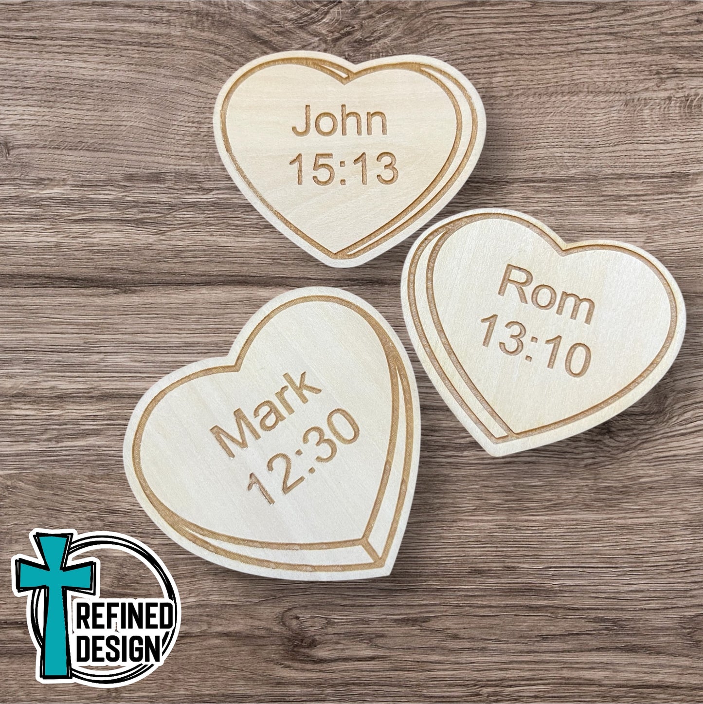 Wooden Scripture Conversation Heart Magnets