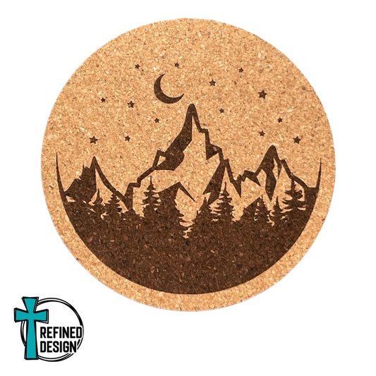 "Mountains Half Circle" Cork Coaster