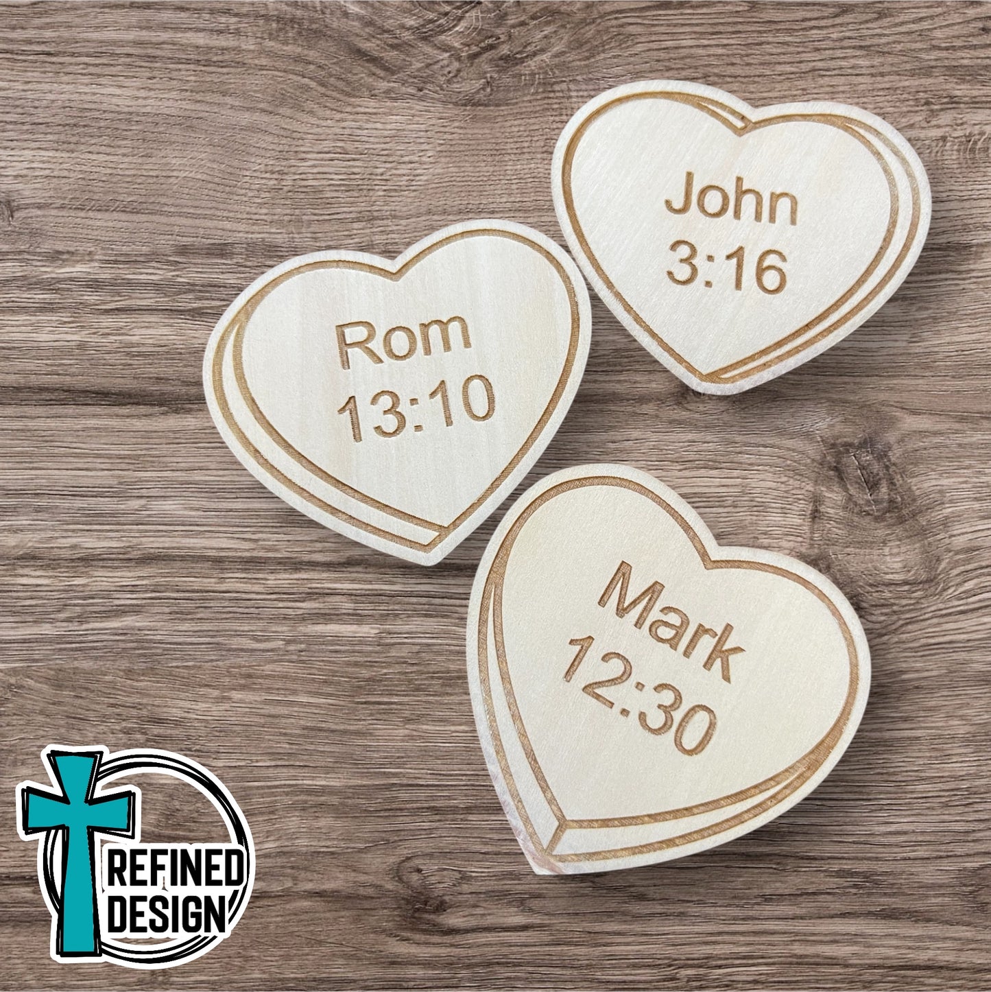 Wooden Scripture Conversation Heart Magnets