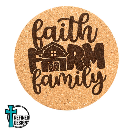 "Faith Farm Family" Cork Coaster