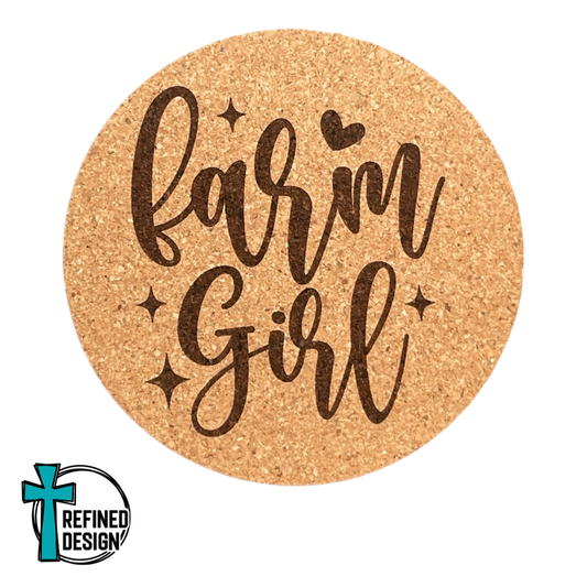 "Farm Girl" Cork Coaster