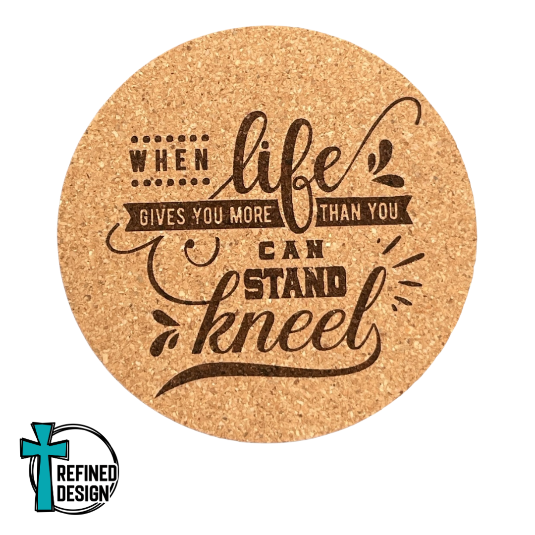 "Kneel" Cork Coaster