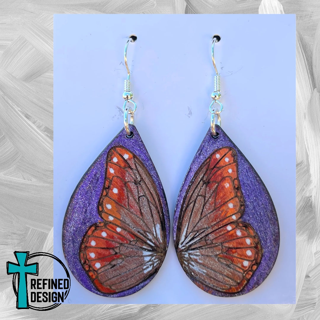 Purple & Orange Butterfly Earrings