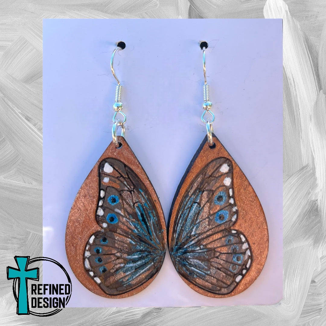 Copper & Blue Butterfly Earrings