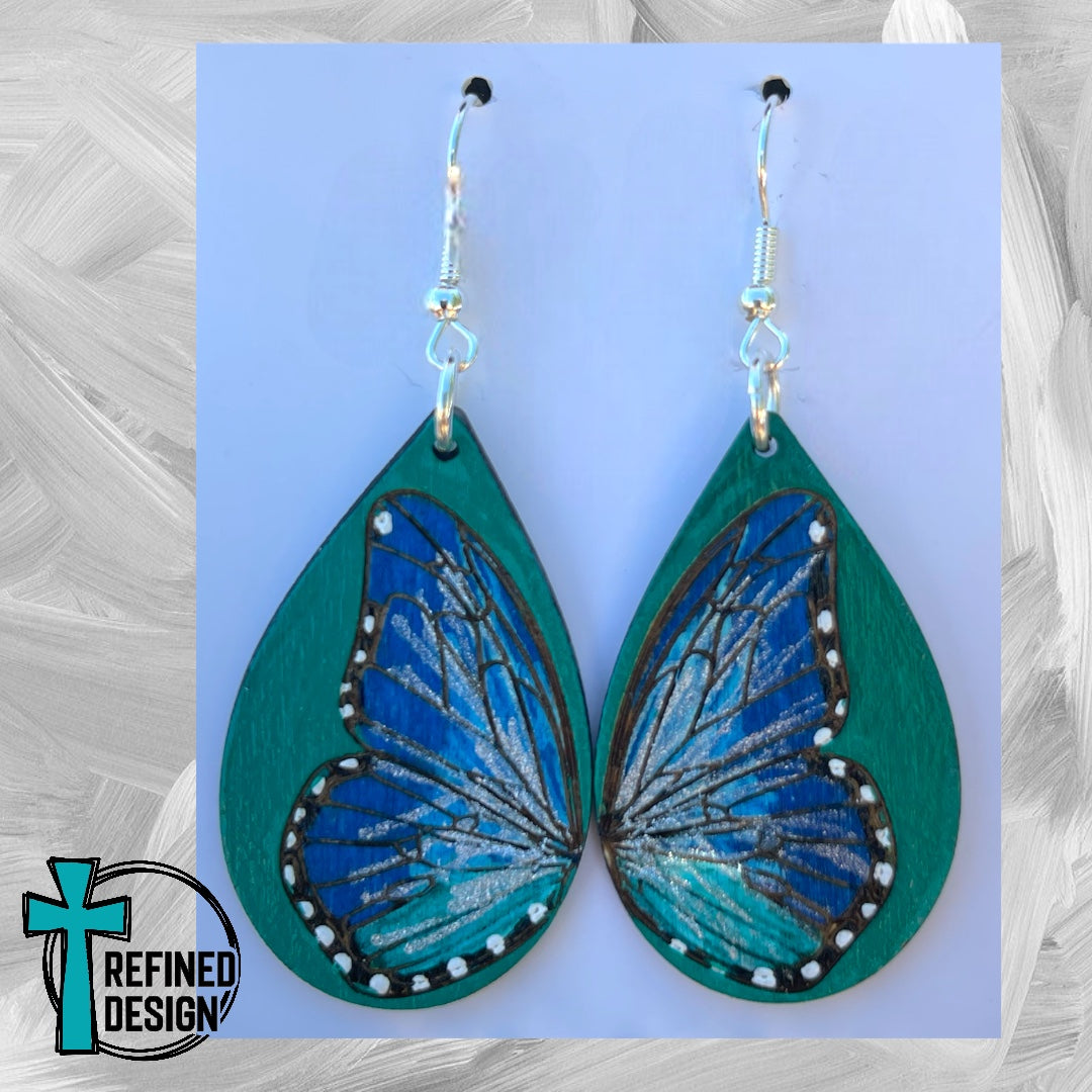 Greens & Blues Butterfly Earrings