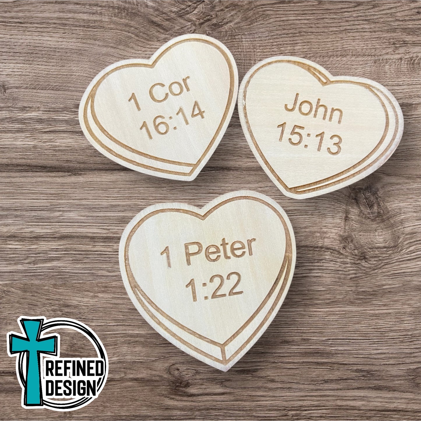 Wooden Scripture Conversation Heart Magnets