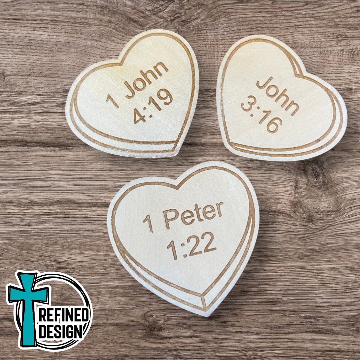 Wooden Scripture Conversation Heart Magnets