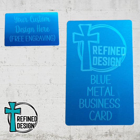 Blue Metal Business Card - Free Engraving