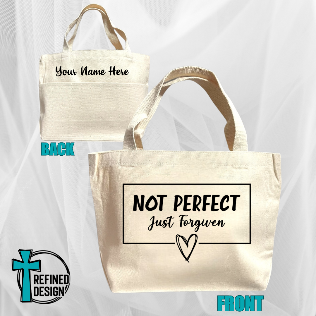 "Not Perfect Just Forgiven" Bible Bag