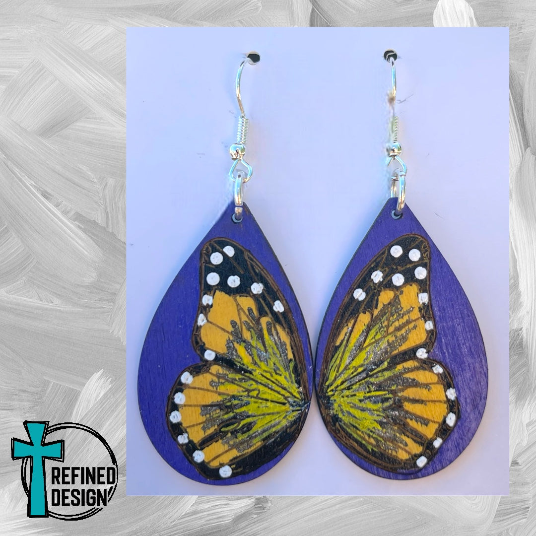 Purple, Yellow & Lime Green Butterfly Earrings