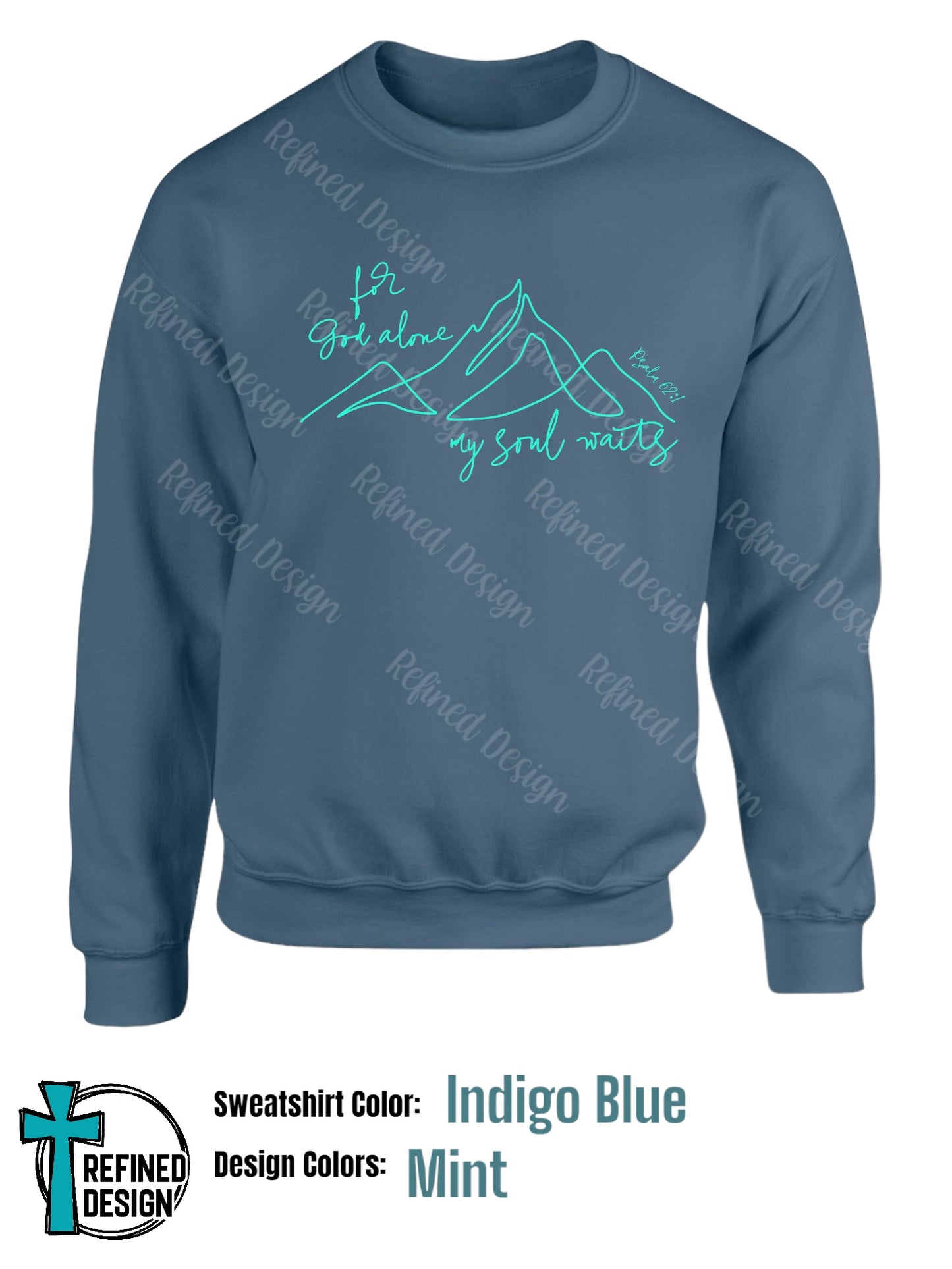 “For God Alone” Indigo Blue Crewneck Sweatshirt