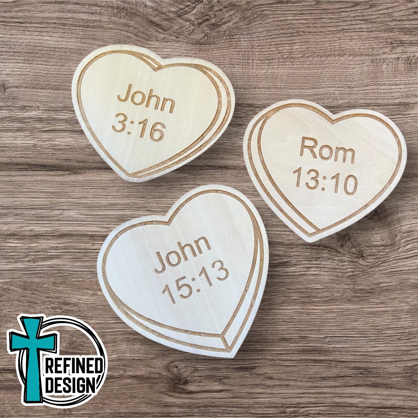 Wooden Scripture Conversation Heart Magnets