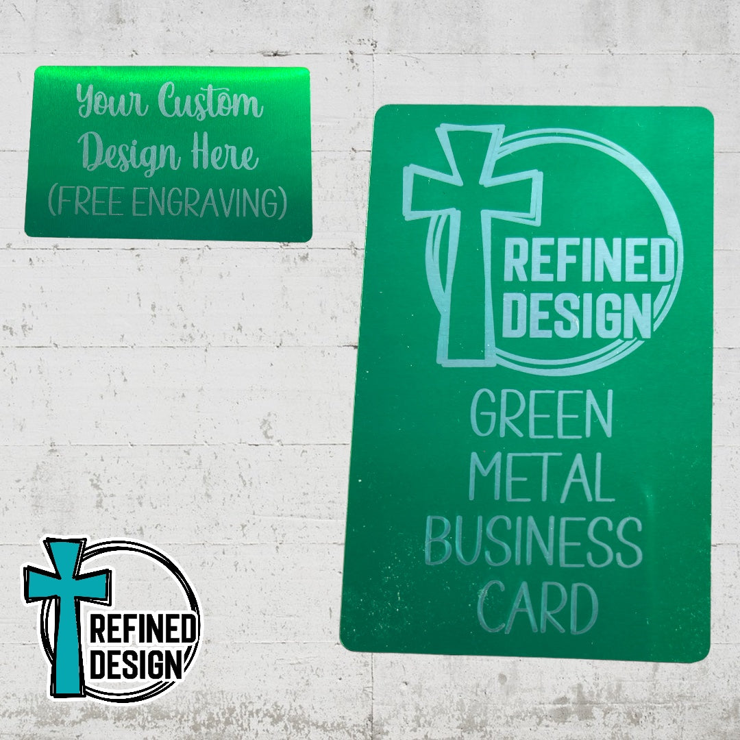 Green Metal Business Card - Free Engraving