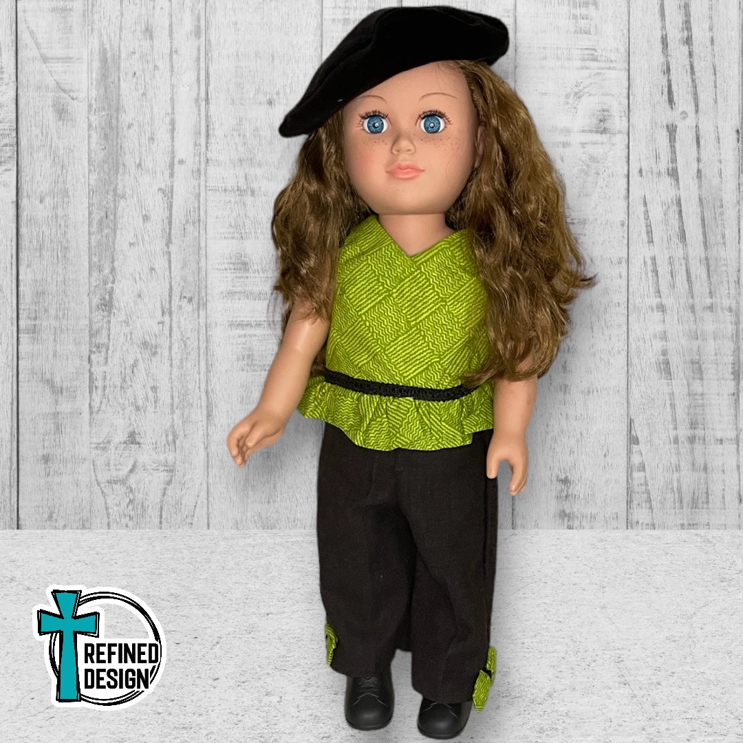 “Lime Green Parisian" 18" Doll Clothes and Accessories