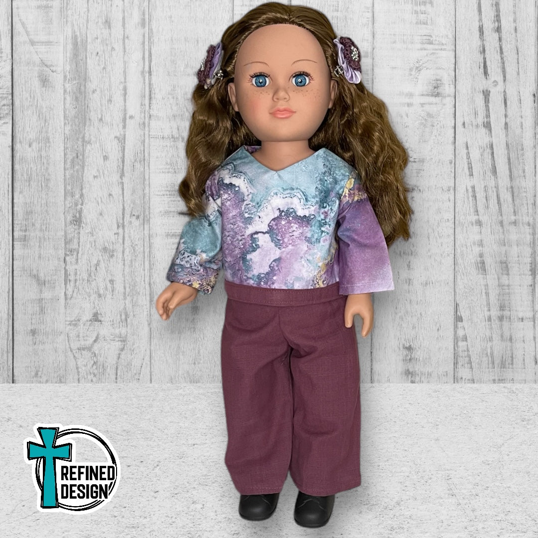 “Purple Marble" 18" Doll Clothes and Accessories