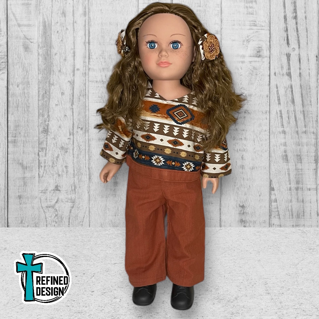 “Brown Southwestern" 18" Doll Clothes and Accessories